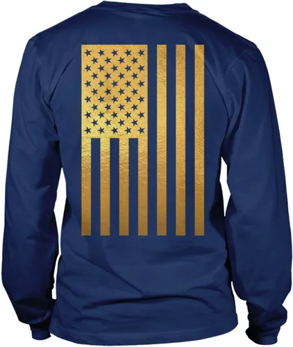 Vista 8 de Camisa de manga larga unisex con bandera negra desgastada de Estados Unidos Gris claro - Impresión trasera