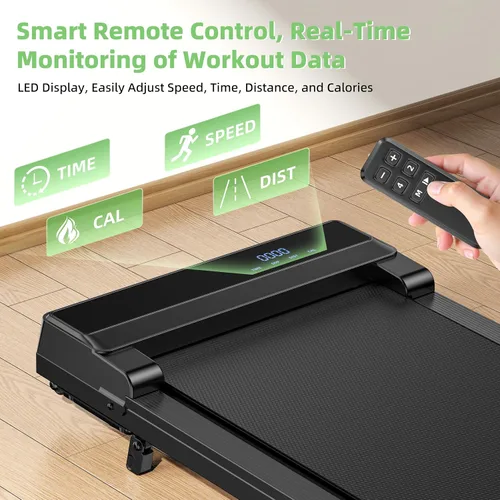 Vista 3 de Walking Pad Treadmill with 5% Incline - Under Desk Running Machine Mat Pads for Home Office Portable Small Compact Quiet Flat Indoor Magnetic Negro