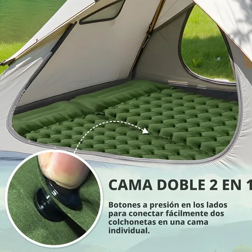 Vista 4 de Almohadilla de dormir Toncoke, almohadilla inflable extra gruesa y ultraligera con almohada, bomba de pie de 30s, colchón de camping de 3.54