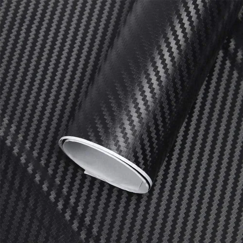 Vista 2 de Película de vinilo de fibra de carbono 3D de 50 pulgadas x 4 pulgadas, impermeable, para auto, color negro