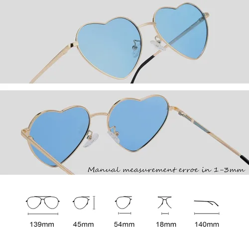 Vista 6 de Gafas de sol polarizadas con forma de corazón para mujer, con marco de metal
