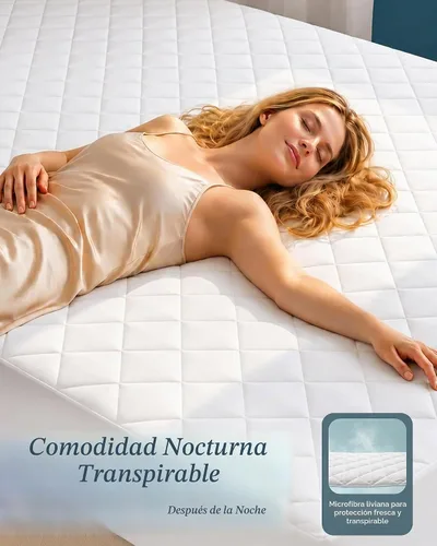 Vista 9 de Utopia Bedding Protector de colchón acolchado (individual) – Protector de colchón elástico ajustable – La funda de colchón se estira hasta 16 Blanco