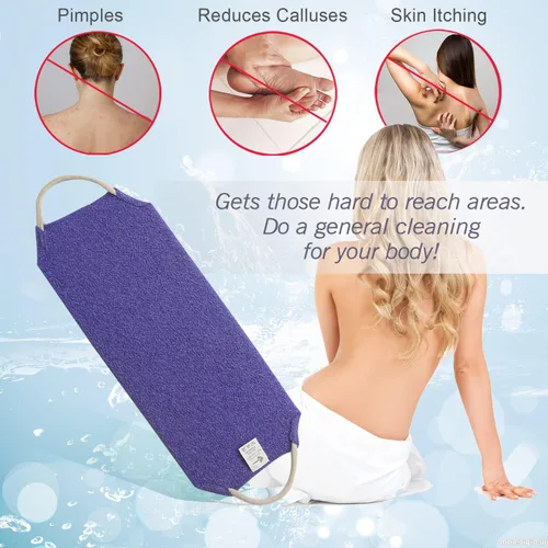 Vista 5 de Evridwear fregador de espalda exfoliante con asas a los lados para ducha limpieza corporal profunda, masajes en la piel mejorando la circulación