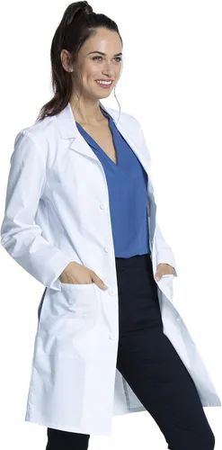 Vista 8 de Cherokee White Lab Coat for Men or Women with 3 Pockets and Center back length 38" CK460