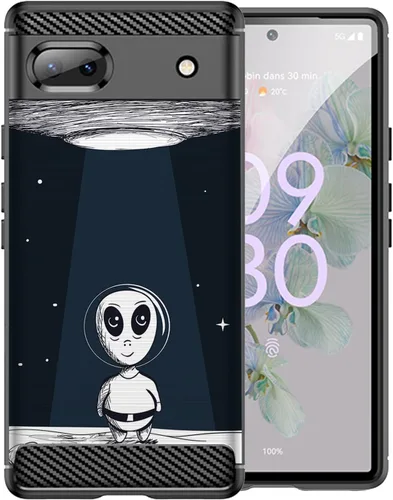 Vista 18 de CasesOnDeck - Funda de TPU negra compatible con Google Pixel 6A (2022) / Pixel 6A, delgada, minimalista, flexible, texturizada, formas abstractas