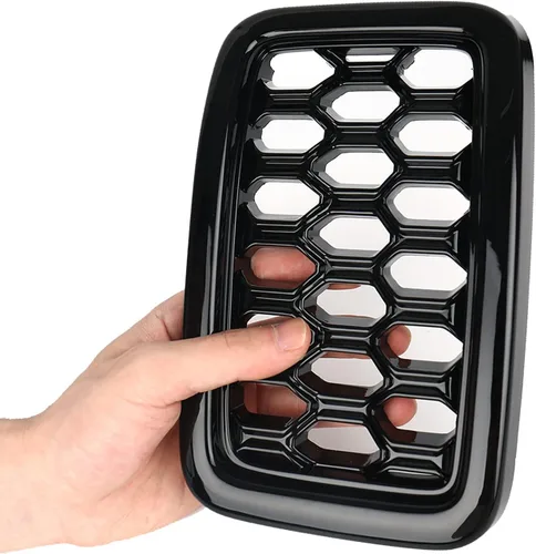 Vista 5 de 7 piezas de insertos de rejilla frontal de malla de panal negro brillante reemplazan para Jeep Grand Cherokee 2017-2021