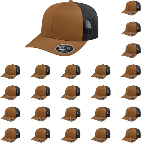 Vista 89 de Cap America i8502 Flexfit 110 Premium - Gorra de camionero de perfil medio con 6 paneles de malla trasera con protección UV y cierre ajustable