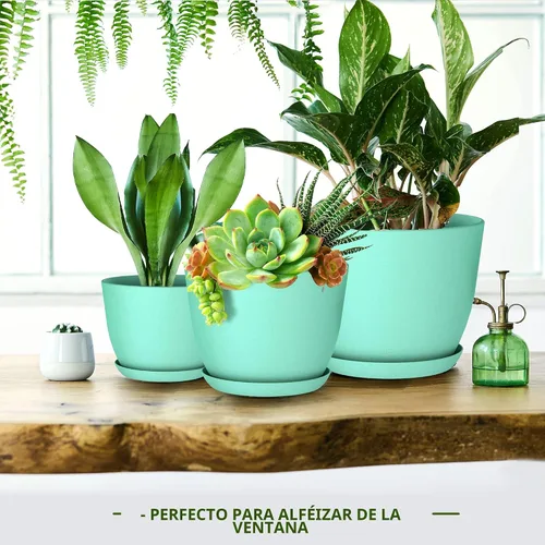 Vista 6 de Utopia Home - Macetas de Interior con Drenaje - Macetas de Flores de 7/6.6/6/5.3/4.8 Pulgadas para Plantas de Interior - Juego de 5 Macetas