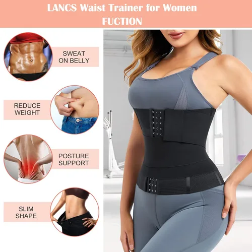 Vista 5 de LANCS Entrenador de cintura 2 en 1 para mujer, cintura de grasa del vientre inferior, faja moldeadora de cintura posparto