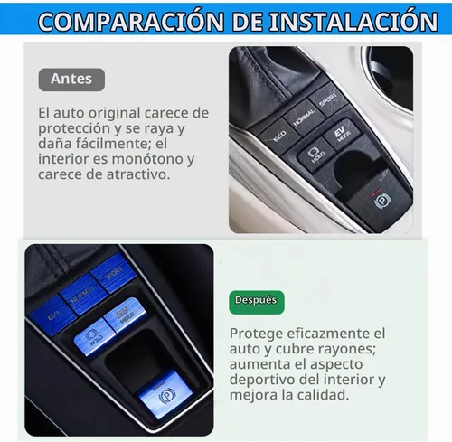 Vista 2 de 6 piezas de pegatinas para botones de panel de cambio de marcha adecuadas para Toyota Camry Hybrid 2018-2023, parche de aleación de aluminio