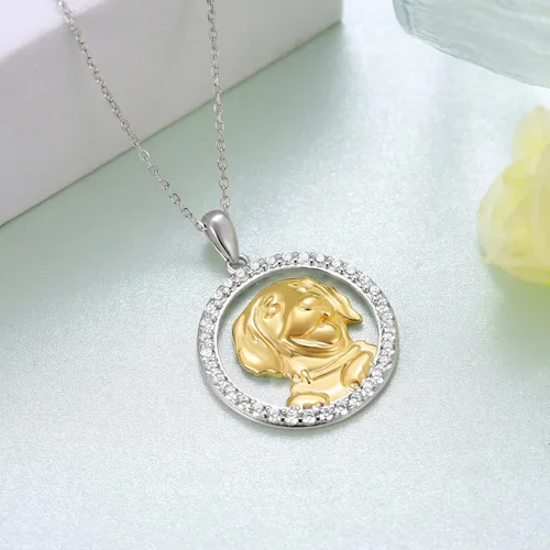 Vista 5 de Collar de perro Golden Retriever de plata de ley 925 con colgante de perro, collar de cachorro para amantes de los perros, regalos de cumpleaños