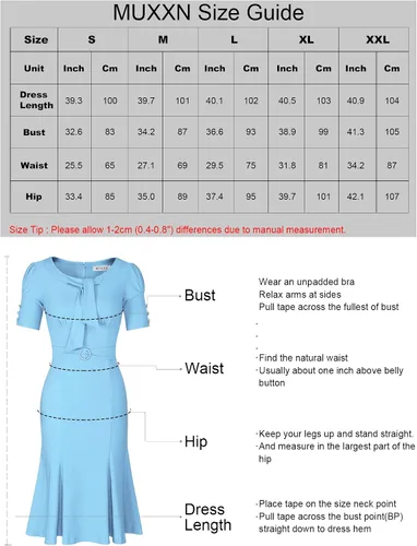 Vista 6 de Vestido formal MUXXN estilo sirena manga corta estilo retro de la década de los 1950 para mujer