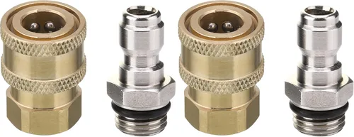 Vista 5 de M MINGLE Juego de adaptadores para hidrolimpiadora, kit de desconexión rápida de 1/4 pulgadas, 5000 PSI Brass & Stainless Steel, Quick Secure