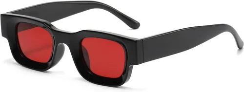 Vista 4 de EYLRIM Gafas de sol de marco cuadrado grueso para mujeres y hombres, lentes de sol polarizados rectangulares gruesos con protección UV400