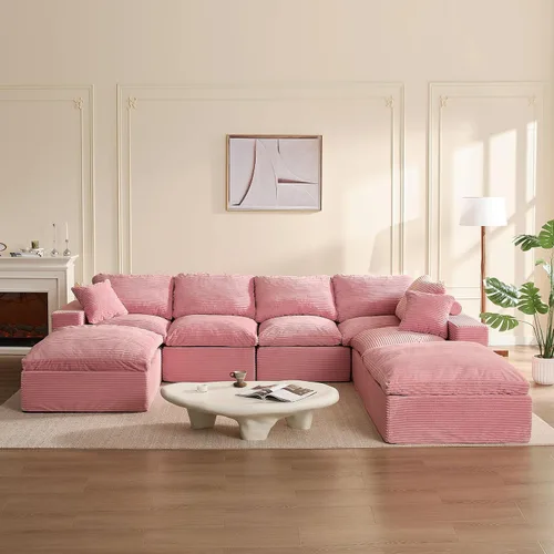 Vista 22 de Sofás seccionales de 106.3 pulgadas para sala de estar, sofá en nube, sofá modular seccional, sofá convertible, sofá de asiento profundo, juego