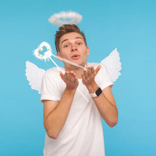 Vista 6 de 6 piezas de alas de ángel para niños y diadema de halo con varita de ángel cosplay para niñas, suministros de fiesta de disfraces de Halloween