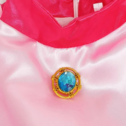 Vista 6 de Mooedcoe Disfraz de princesa para niñas pequeñas, vestidos de princesa para cosplay, fiesta de cumpleaños con accesorios