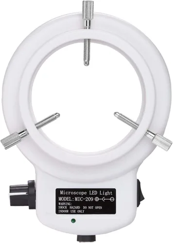 Vista 2 de VMLIFR-09W Iluminador de luz de anillo ajustable blanco de 144 LED para microscopio estéreo