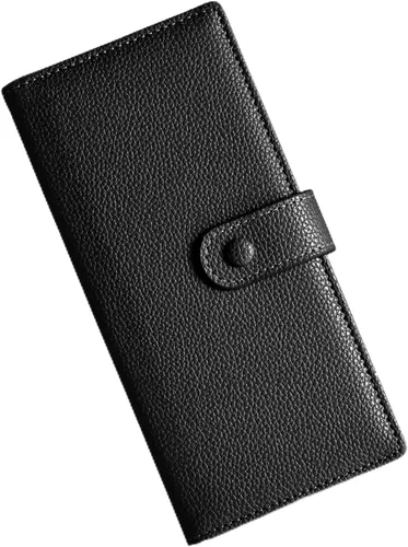 Vista 16 de Unilily Cartera delgada para mujer, con bloqueo RFID, de piel vegana, plegable, tarjetero con 2 ventanas de identificación y bolsillo con Lila