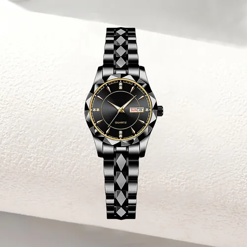 Vista 6 de BESTKANG Reloj de pulsera clásico para mujer, de lujo, impermeable, con calendario, acero inoxidable, de cuarzo, para mujer