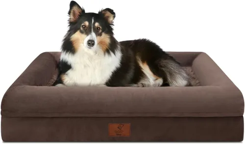 Vista 20 de Cama ortopédica grande para perros, cama impermeable para perros con funda extraíble, sofá suave para mascotas con 4 lados extraíbles y base