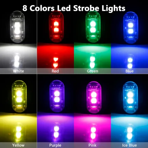 Vista 4 de LECART 4 luces estroboscópicas LED magnéticas con control remoto, 8 colores, inalámbricas, anticolisión, luces estroboscópicas de emergencia