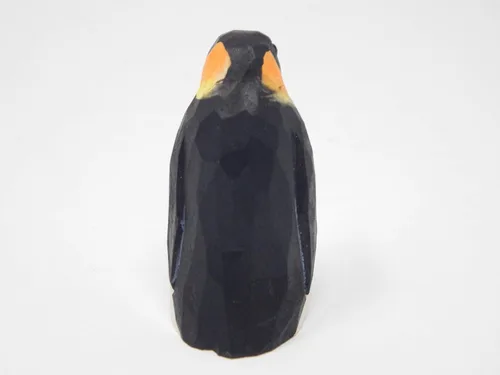 Vista 4 de Selsela Figura de pingüino emperador tallada a mano, figura de pájaro marino ártico en miniatura, arte de madera polar, adorno tallado a mano