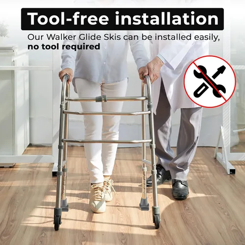 Vista 6 de Walker - Juego de 2 deslizadores de esquí, Walker Glide de alta resistencia, accesorios para andadores plegables para personas mayores, deslizadores