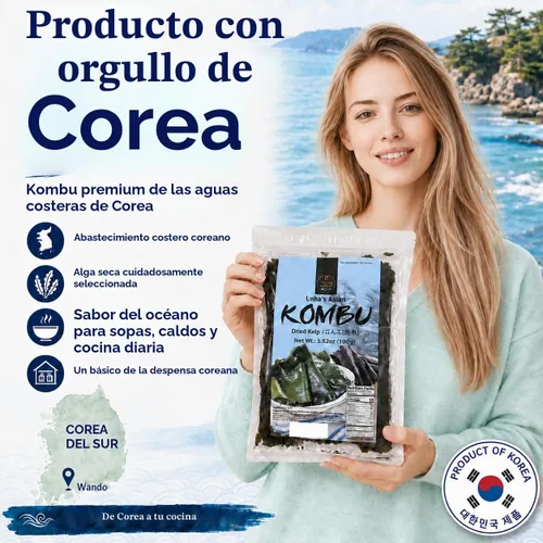 Vista 3 de Unha's Korean Wild Kombu - Kelp seco para Dashi, 3.52 onzas Korean wild kombu dried kelp, 3.52 oz, dashi broth and soup stock seaweed for miso