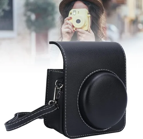 Vista 3 de i - Funda de piel sintética para cámara Instax Mini 40, funda protectora delgada para cámara digital con correa de hombro ajustable, Negro -, Fine