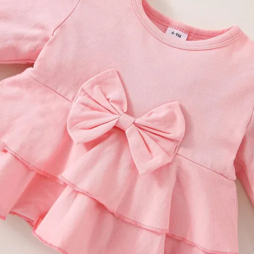 Vista 6 de FOCUTEBB Ropa para bebé niña, ropa de otoño e invierno, sudadera de manga larga con volantes, pantalones, diadema, 6-24 meses