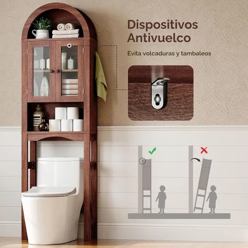 Vista 8 de ELYKEN Arqueado sobre el gabinete de almacenamiento del inodoro con puertas