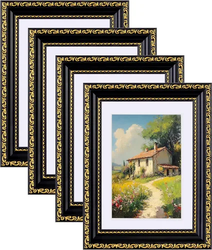 Vista 22 de eletecpro 8x10 Vintage Picture Frame, Glass Cover, Gold, 4-Pack Dorado