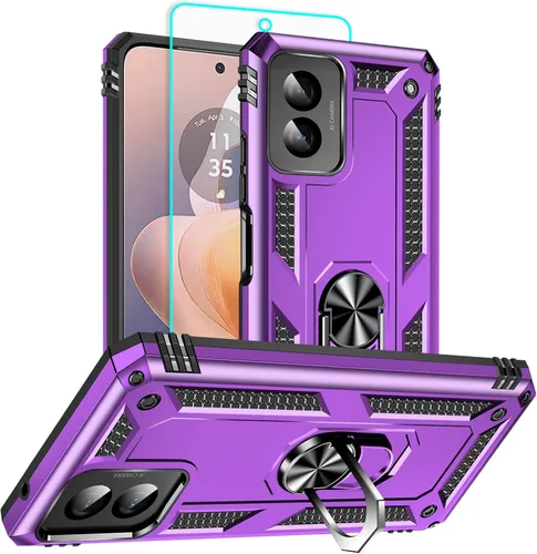 Vista 23 de HNHYGETE Funda para Motorola Edge 2025 con protector de pantalla: soporte giratorio de grado 360° (antideslizante) protección contra caídas y golpes