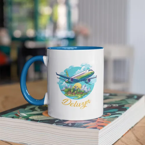 Vista 2 de Taza de café de avión personalizada de 11 onzas y 15 onzas, taza de té de avión única, impresionantes tazas de viaje de avión, regalos para pilotos