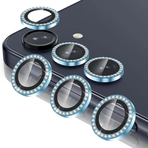 Vista 97 de Casetego Protector de lente de cámara para Galaxy Z Fold 8, [Diseño de purpurina mejorado], [Fuerte adherencia], lente de vidrio templado 9H negro