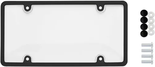 Vista 12 de Juego de 2 cubiertas para matrículas de automóvil, con diseño de burbuja, para placas estándar de EE. UU., cubierta irrompible con marco, funda Negro
