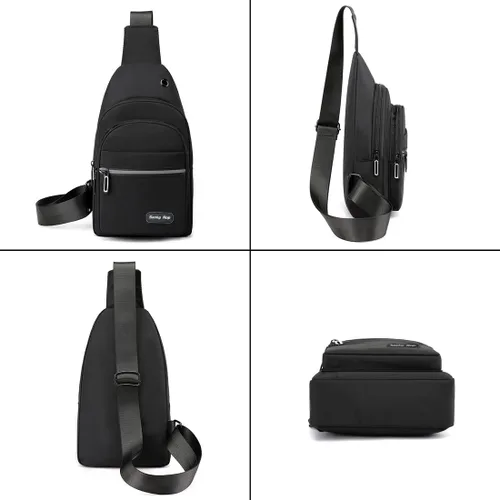 Vista 5 de Seoky Rop Mochila cruzada para hombres y mujeres, bolsa de hombro pequeña para viajes, senderismo, mochila, Negro -, Mochilas Sling