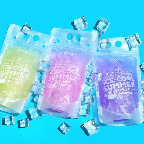 Vista 4 de Teenitor 100 bolsas de bebida con pajitas, bolsas de bebidas para jugos para adultos, bolsas de bebida reutilizables para licuados de jugos, bolsas