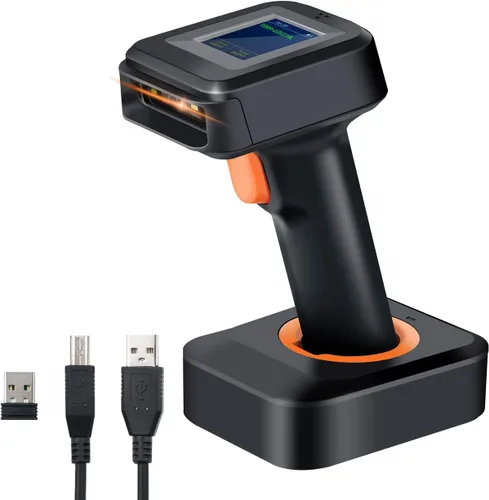 Vista 4 de Tera Pro 1D 2D QR Escáner de código de barras inalámbrico con pantalla de visualización del nivel de batería, visualización del tiempo, funciona