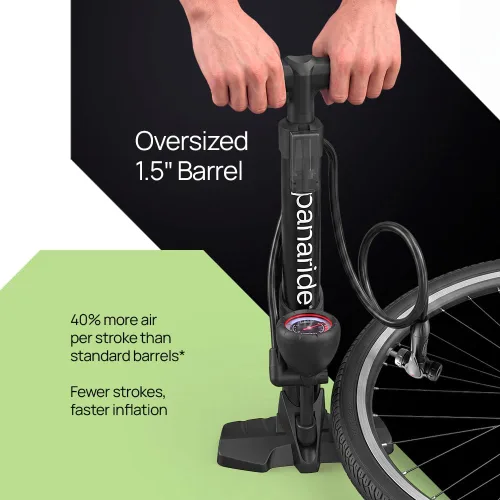 Vista 4 de Bomba de bicicleta de suelo, inflador avanzado de neumáticos de bicicleta, bomba de aire manual para bicicleta con válvulas Presta y Schrader