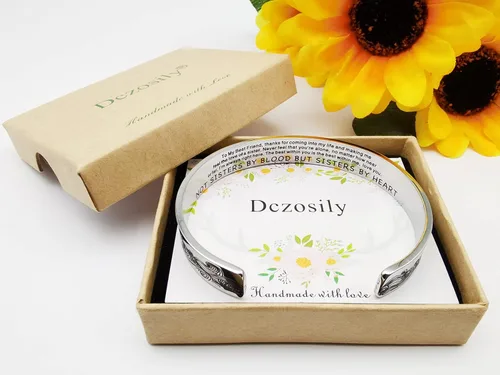 Vista 5 de Dczosily Pulseras inspiradoras para mujer, de acero inoxidable, grabadas, con mantra motivacional, regalos personalizados para mamá, hija, hermana