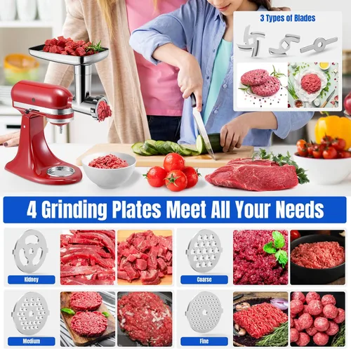 Vista 2 de Accesorios de molinillo de carne de acero inoxidable para mezcladores, molinillo de carne, embutidora de salchichas, accesorio de molinillo