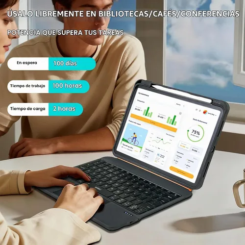 Vista 4 de WIWU - Funda con teclado para iPad Pro de 11 pulgadas, M5/M4 2025/2024 con soporte giratorio de 360°, color negro