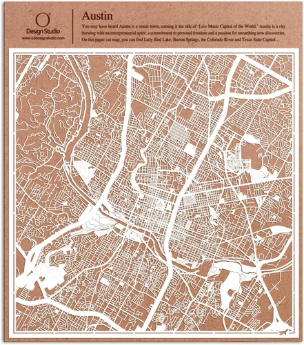 Vista 76 de O3 Design Studio Aberdeen - Mapa de papel cortado en papel blanco de 12 x 12 pulgadas