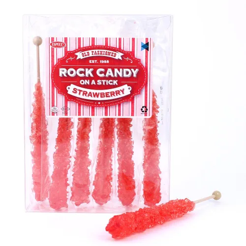 Vista 70 de Palitos de caramelo de roca extragrandes: 12 paletas de cereza rosa – envueltas individualmente – Palitos de caramelo de roca de cristal