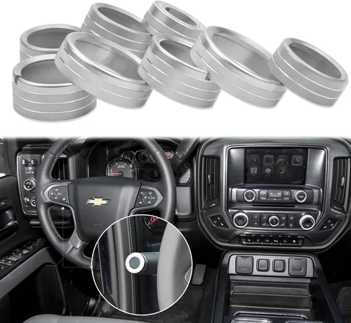 Vista 8 de Cubierta de perilla para Chevy Silverado 2014-2018, control de temperatura, botón de luz de radio de volumen, consola central, interruptor de señal