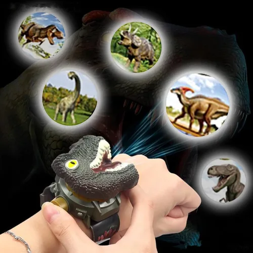 Vista 4 de Reloj de dibujos animados con proyección de dinosaurios para niños 3D tiranosaurio electrónico regalo
