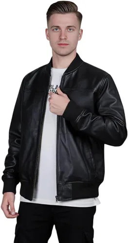 Vista 5 de DE - MARCA Bomber Jacket men, Black Genuine Lambskin Leather Jacket for Men, Novelty