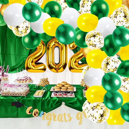 Vista 5 de Decoraciones de fiesta de graduación verde y amarillo 2026/decoraciones de graduación verde amarillo clase de 2026/globos verdes amarillos/ globo